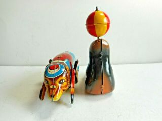 LEHMANN GESCH Tin Windup Toys Sea Lion Tumbling Bear Western Germany 1950s 60s 6