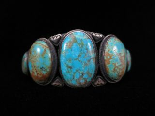 Antique Navajo Bracelet - Large And Heavy - Silver And Turquoise