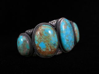 Antique Navajo Bracelet - Large and Heavy - Silver and Turquoise 3