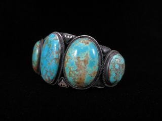 Antique Navajo Bracelet - Large and Heavy - Silver and Turquoise 6