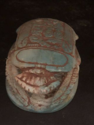 Rare Ancient Egyptian Glazed Stone Scarab Middle Kingdom (2000 Bce)