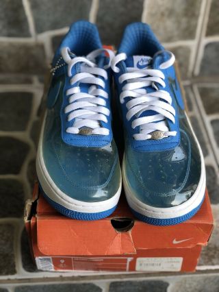 Vintage 2006 NIKE AIR FORCE 1 PREMIUM INVISIBLE CLEAR BLUE WHITE 313641 Size 9 3