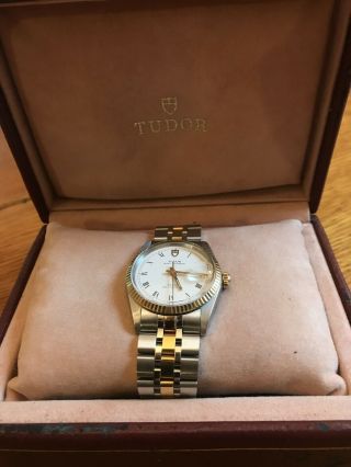 Rolex Tudor Prince Oysterdate 74033 Ss/18k Gold Men 