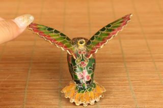 Antiques china old cloisonne hand carved hummingbird statue netsuke noble gift 2