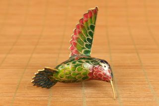 Antiques china old cloisonne hand carved hummingbird statue netsuke noble gift 4