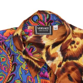 Versace Jeans Couture Shirt Multicolor 100 Silk Animal Print Vintage Size M 3