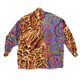 Versace Jeans Couture Shirt Multicolor 100 Silk Animal Print Vintage Size M 6