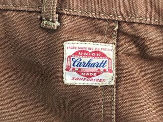 1950s - 1960s Carhartt Duck Canvas Pants Car In Heart Tag 38x30 40x30 Vintage Old