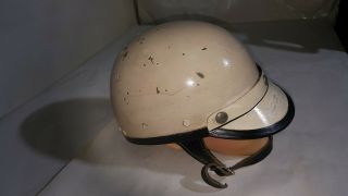 Antique Harley Davidson Helmet Leather Fiberglass Man Cave Half Shell Motorcycle 3