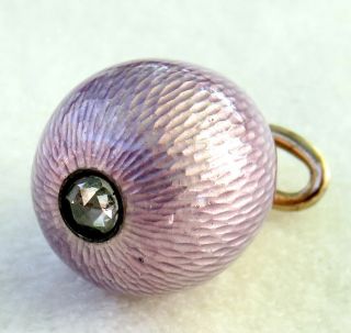 Antique Russian 14k Gold Lavender Enamel Egg Pendant Rose Cut Diamond Hallmarked