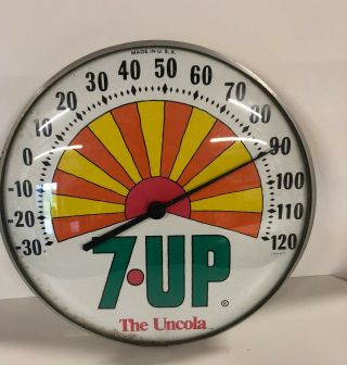 Vintage 7up Thermometer 12 " Glass Face