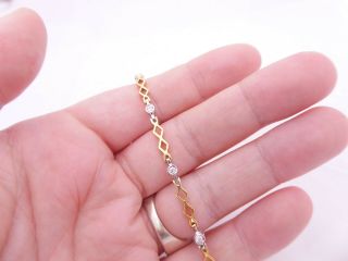 18ct Gold Diamond Bracelet,  Heavy 2 Coloured Gold 8 Stone 18k 750