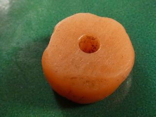 Ancient Pre - Columbian Tairona Orange Agate Disc Bead 18.  7 By 9.  2 Mm Thick