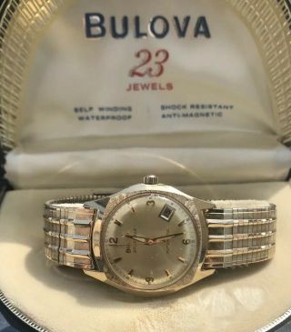 Vintage Bulova 23 Jewels Automatic Watch With Date - Box And Band