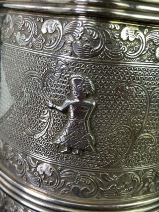 QUALITY BURMESE STERLING SILVER TANKARD 18TH C.  CENTURY OR EARLIER INSCRIPTION 9