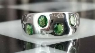 Vintage Natural Emerald and diamond 14k White gold ring size 7 4.  4 grams 11