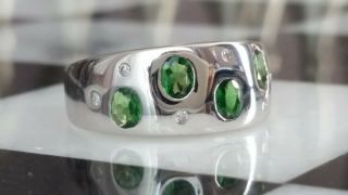 Vintage Natural Emerald and diamond 14k White gold ring size 7 4.  4 grams 5