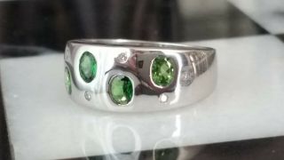 Vintage Natural Emerald and diamond 14k White gold ring size 7 4.  4 grams 7