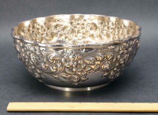 Antique Victorian Sterling Silver Deeply Hand Chased Repousse Center Bowl,  Nr