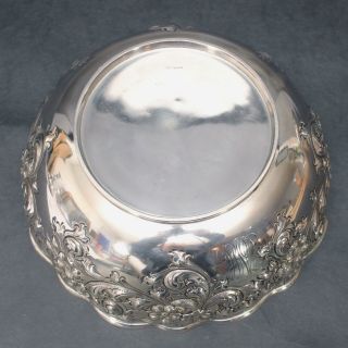 Antique Victorian Sterling Silver Deeply Hand Chased Repousse Center Bowl,  NR 7