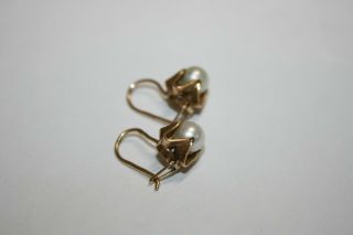 vintage earrings with pearl USSR gold 583 2