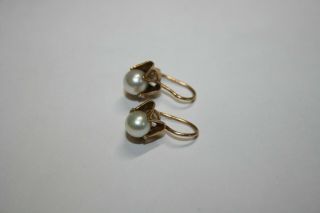 vintage earrings with pearl USSR gold 583 4