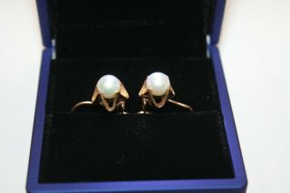 vintage earrings with pearl USSR gold 583 5