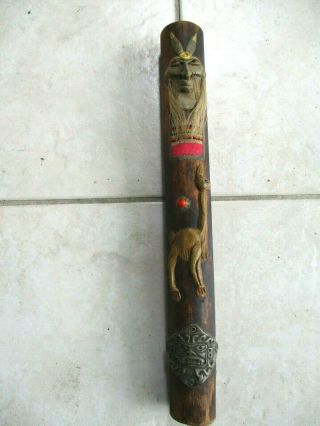 Peruvian Hand Crafted Wood Rain Stick 3d Ancient God Deity Musical Instrument