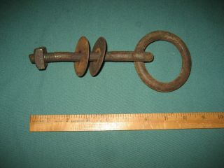 Antique Hand Forged Cast Iron Horse Hitching Post Ring Vintage Barn Door Knocker