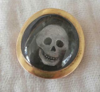 Unusual Georgian Gold Memento Mori Mourning Pendant With Skull
