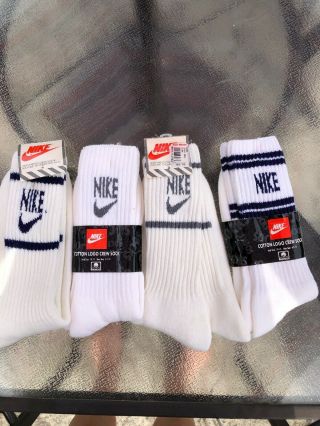 Mens Nike Cotton Logo Crew Socks Vintage With Tags