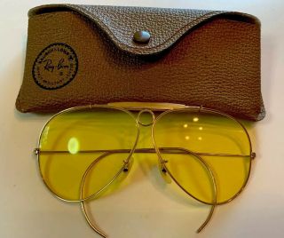 Vintage Aviator Bausch And Lomb Ray - Ban Sunglasses Yellow Lens Case