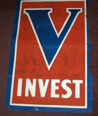 Orig V (for Victory) Invest Poster Wwi Liberty Loan War Bond Home Front