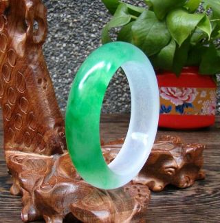 Hand - Carved Chinese Natural Hetian Jade Bracelet Exquisite Green & White