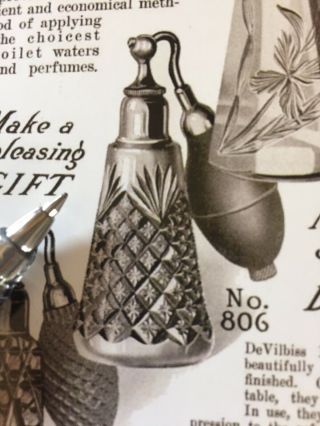 Antique DeVilbiss Crystal Atomizer Perfume Bottle 806 Made in Toledo,  Ohio 7