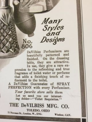 Antique DeVilbiss Crystal Atomizer Perfume Bottle 806 Made in Toledo,  Ohio 8