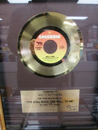 BILLY JOEL It ' s Still Rock & Roll To Me VINTAGE IN HOUSE GOLD RECORD AWARD 2