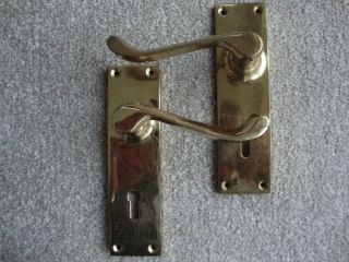 Reclaimed Vintage Solid Brass Georgian Style Door Handles Lever Lock