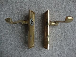 Reclaimed Vintage Solid Brass Georgian Style Door Handles Lever Lock 2