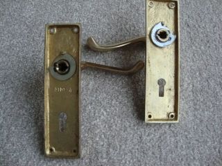 Reclaimed Vintage Solid Brass Georgian Style Door Handles Lever Lock 3