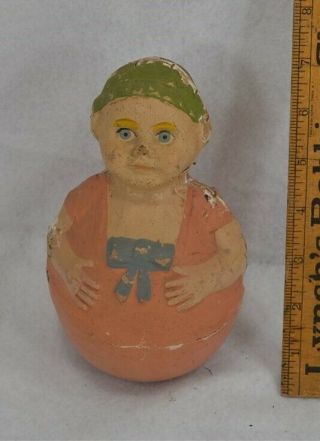 Rolly Polly Toy Antique Vintage Child Baby Pink Blue 1920 Depression