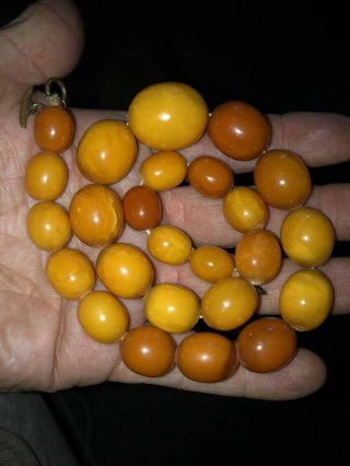 Vintage Amber Beads Egg Yolk Butterscotch Necklace 55g Weight