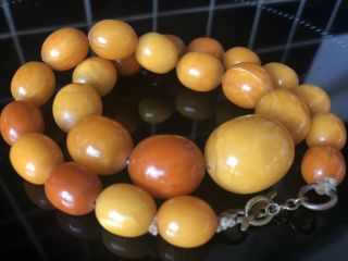 VINTAGE AMBER BEADS EGG YOLK BUTTERSCOTCH NECKLACE 55g weight 8