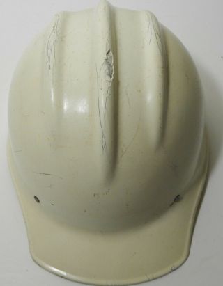 VINTAGE WHITE FIBERGLASS BULLARD 502 Hard Hat IRONWORKER 2