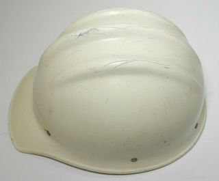 VINTAGE WHITE FIBERGLASS BULLARD 502 Hard Hat IRONWORKER 3