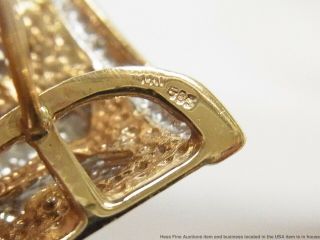 Diamond 14k Gold Elephant Ring Wide Huggie Hoop Earring Suite 19.  8 grams 12
