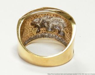 Diamond 14k Gold Elephant Ring Wide Huggie Hoop Earring Suite 19.  8 grams 5