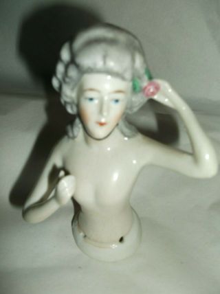 Antique Victorian Porcelain Half Doll Germany 1500 Dancer Hands Up 4 "