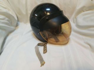 BELL 500 - TX Helmet 4 Snap Rare Vintage Painted Black Leather Strap Bubble Mask 3