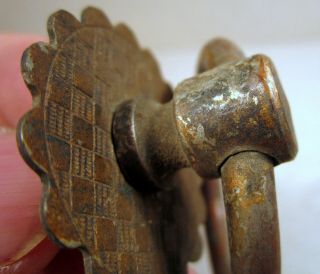 Checkerboard Wreath Furniture Drawer D Pull Antique Brass Ring Handle Escutcheon 4